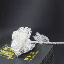 Fenglang love sterling silver gilded rose Chinese Valentines Day birthday gift 520 to his girlfriend 24k gold foil bouquet