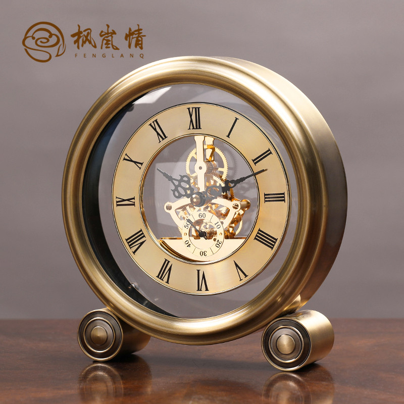 Feng Lan love mechanical table clock Living room home clock decoration Desktop light luxury clock Entrance mute desktop sitting clock