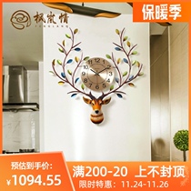 Fenglan love Nordic deer head personality wall clock atmospheric living room table American simple fashion clock home clock