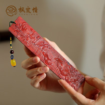 Fenglan love and lotus flower Indian small leaf red sandalwood bookmarks carp mahogany carving classical style exquisite gift