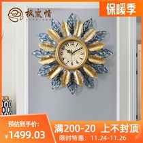 Fenglan love creative wall clock living room Fashion Home American clock atmospheric mute light luxury clock bedroom hanging wall