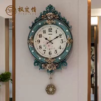 Maple Lan love living room clock light luxury modern atmosphere creative home fashion European high-end wall clock swing silent clock