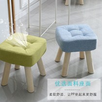 Shangguest Solid Wood Small Stool Fashion Home Adult Sitting Mound Living Room Sofa Stool Short Stool Creative Fabric Bench