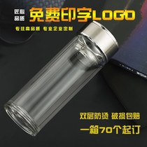 Shangke customized double-layer glass water cup advertising Cup customized logo office tea cup printing gift opening gift