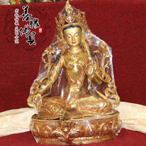 Fine Nepal handmade red copper full gilt gold exquisite carved green mother Bodhisattva statue height 49cm