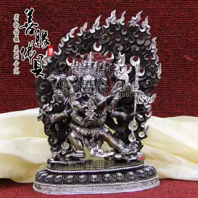 Imported Nepalese fine copper gilt silver Puba Jingang hair care statue Buddha statue(double body)7 inches 