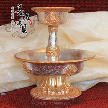 Tibetan Buddhist Buddha supplies Nepal copper gilt silver Guardian cup set