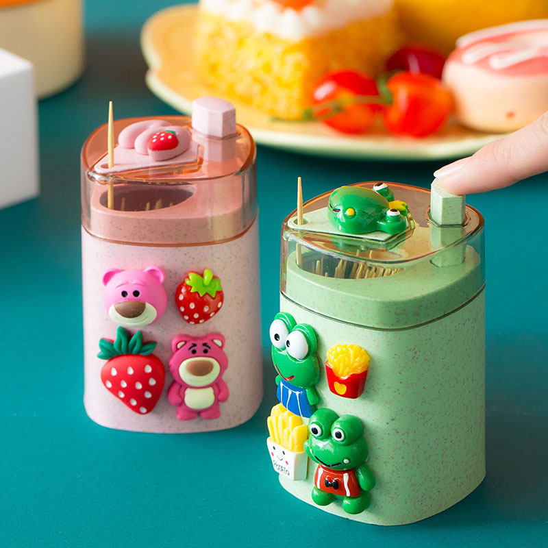 Interesting press-pressure toothpick cylinder automatically pops up Nordic home toothpick jar small number cute toothpick box toothpick bottle
