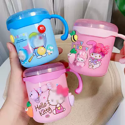 304 stainless steel children drinking cup cute baby kindergarten with Cup household drop handle Cup with lid
