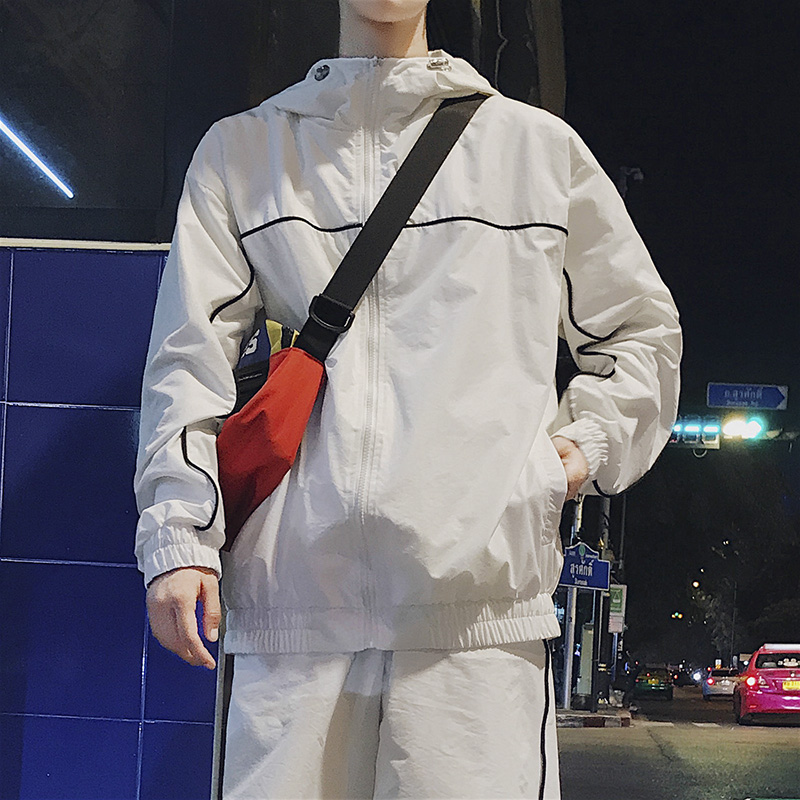 2018春夏新款青少年卫衣男套装韩版潮流时尚短裤连帽运动学生服