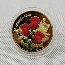 Rose medal love coin lucky coin Valentine’s Day confession gift for girlfriend Goddess’ Day gift
