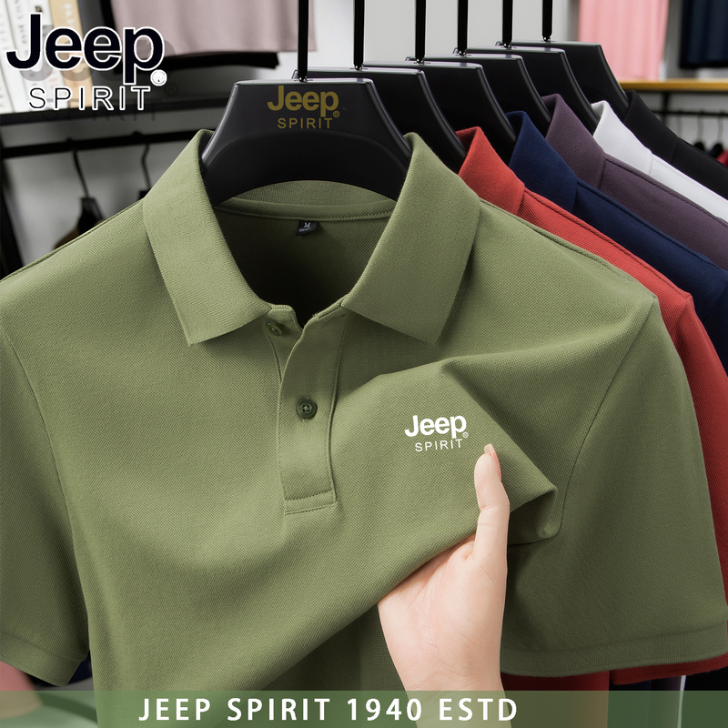Jeep Jeep Short-Sleeved Polo Shirt for Men 2026 Summer New Breathable Lapel T-Shirt Loose Large Size Thin T-Shirt Trendy