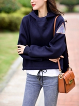 The temperament is long in the bones of the pure cotton even cap long sleeve necropolis woman 2021 autumn winter new loose sleeve headblouse