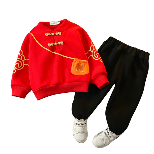 Флисовый костюм мальчика цветочника, детское праздничнное платье, китайский стиль, наряд на выход