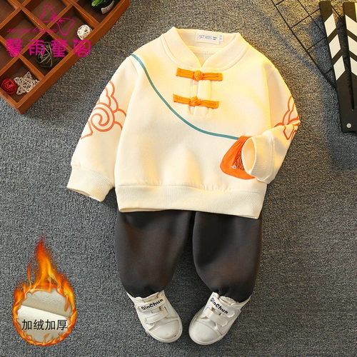 Флисовый костюм мальчика цветочника, детское праздничнное платье, китайский стиль, наряд на выход