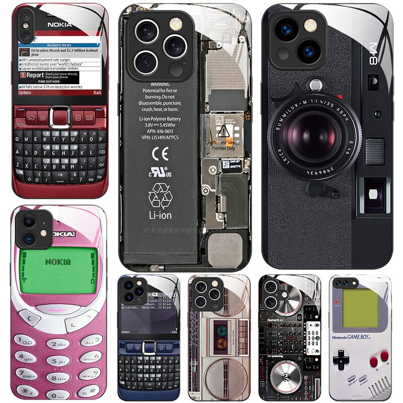 Magnetic Glass Phone Case Suitable for Apple iPhone 17 16 15 14Pro12Max13Pro11 Funny Nokia Retro Camera