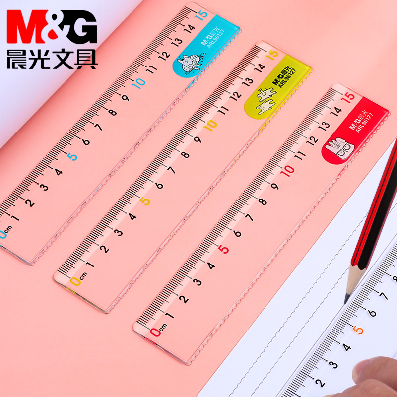Morning light straight ruler 15cm grid ruler transparent plastic simple cartoon with wavy line Primary school stationery for children