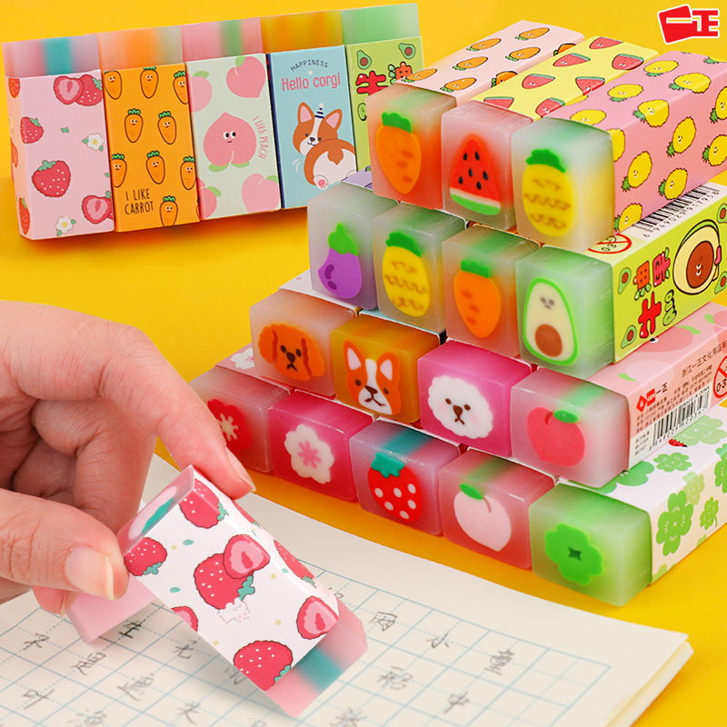 Pencil eraser creative cartoon cute fruit cherry blossom children's portrait pen elephant skin primary school student exclusive one is chipless
