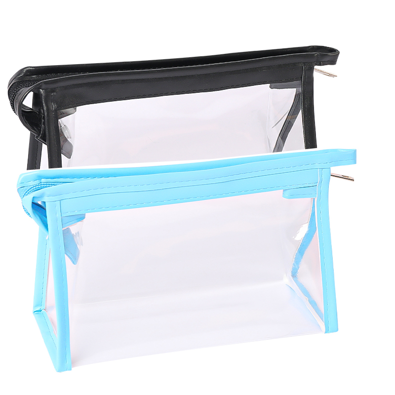 [2 Pack] Blue + BlackCartoon transparent Pencil case high-capacity female Solid color Simplicity good-looking college student solar system Cosmetic Bag Storage bag new pattern
