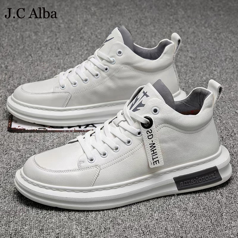 J C Alba selected quality~Leather small white shoes men in 2023 new trend hundred and high-heel shoes