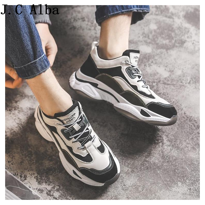 J C Alba is good to see the explosion ~ autumn thick-soled sports shoes men's casual all-match inner heightened mesh old shoes
