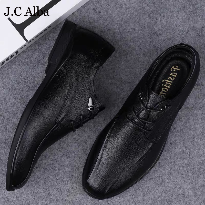 J C Alba Italian handmade ~ genuine leather square scalp shoes 2022 autumn new business formal casual leather shoes men