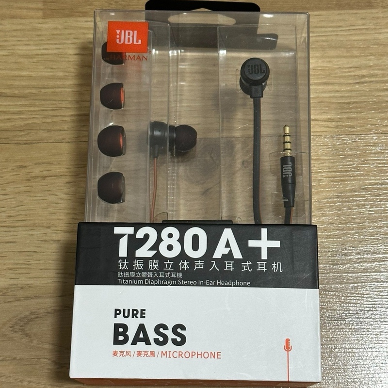 Suitable for Jbl Titanium Diaphragm Stereo In-Ear Headphones T280A+ Wired Earbuds 3.5mm Genuine 