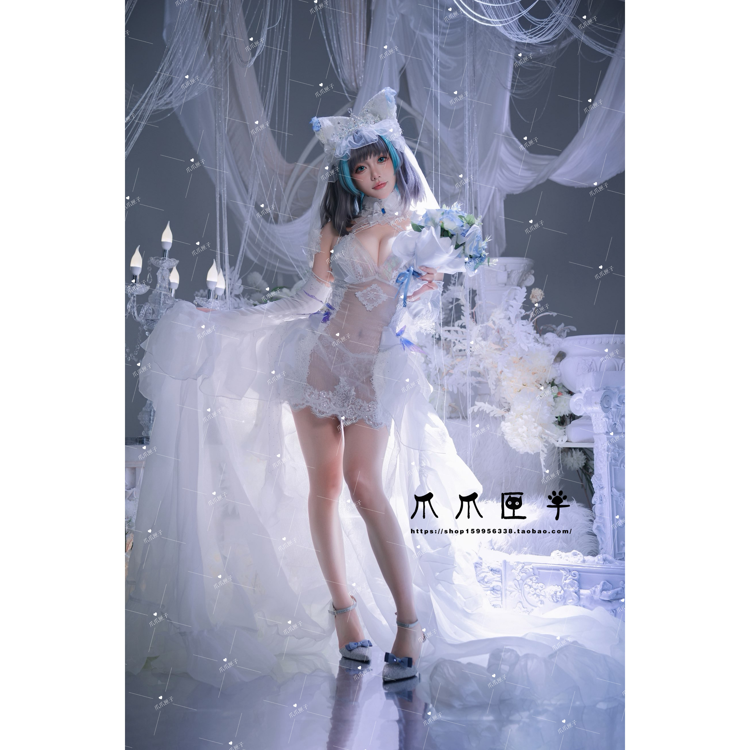 碧藍航線柴郡誓約花嫁COS服白色透肉版COSPLAY量身定製裝-Taobao-Tmall
