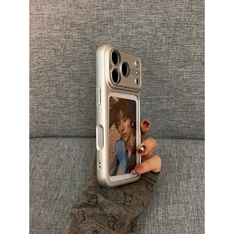 Casery Simple Large Window Silver Frame Transparent Back Cover Suitable for Apple 17 Pro Max New Women's iPhone 16 Pro Phone Case 17 Anti-Drop Protective Cover 16 High-End Feel 15 Niche 17 Super Popular