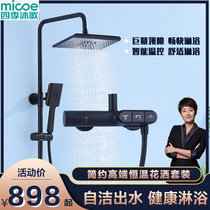 Bathroom thermostatic full copper shower shower head suit Home Black shower Shower Simple Thermostatic Spray Head
