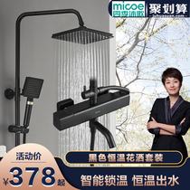 Four seasons Muge bathroom black constant temperature shower set All copper constant temperature shower set Home