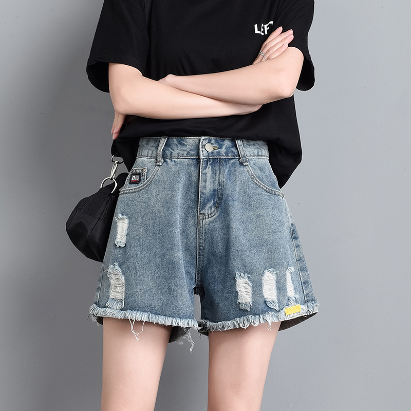 The Piercing Cowboy Shorts Woman 2022 New Summer Conspiculess High Waist A loose sheet Broad Leg Outwear Tides