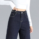 Синие осенние джинсы, демисезонные приталенные штаны, 2021 года, оверсайз, высокая талия, свободный прямой крой