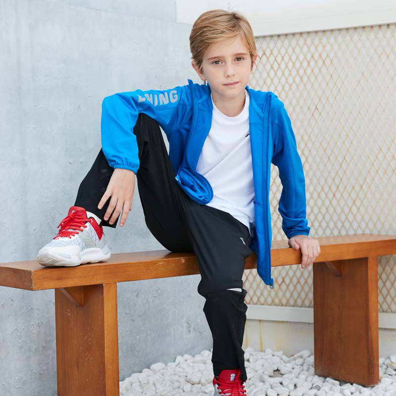 Li Ning children's clothing boys sweater cardigan summer thin 7-12 years old children's long-sleeved jacket children's sportswear