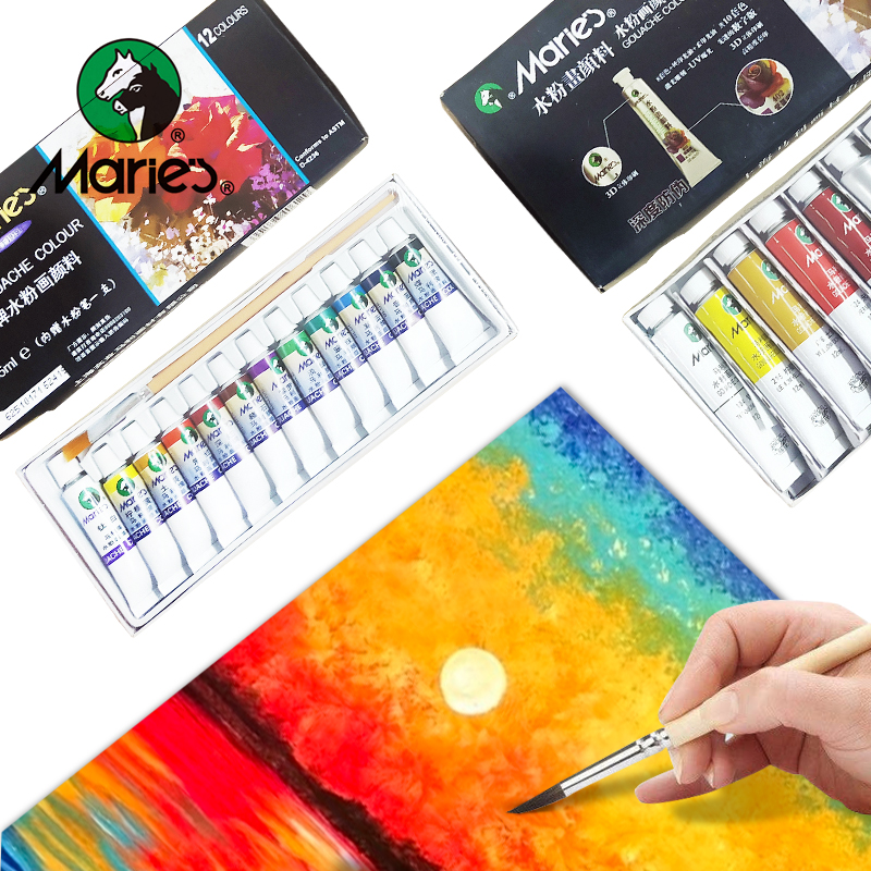 Malley Water Powder Pigment 12 color 18 color 36 color 48 color watercolor pigment box opening fine art articles