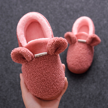 Childrens cotton slippers bag with winter cartoon cute indoor warm plush non-slip mens and womens baby home cotton shoes winter