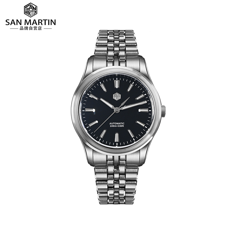 Sanmartin New Product Sn0144Cg1-7 Enamel Surface 39/36mm Steel Strap Business Men's Mechanical Watch