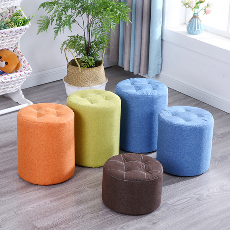Cloth Art Small Stool Home Round Stool Fashion Creative Sofa stool Living room Adult small bench Bench Short Solid Wood Footstool Sitting Mound