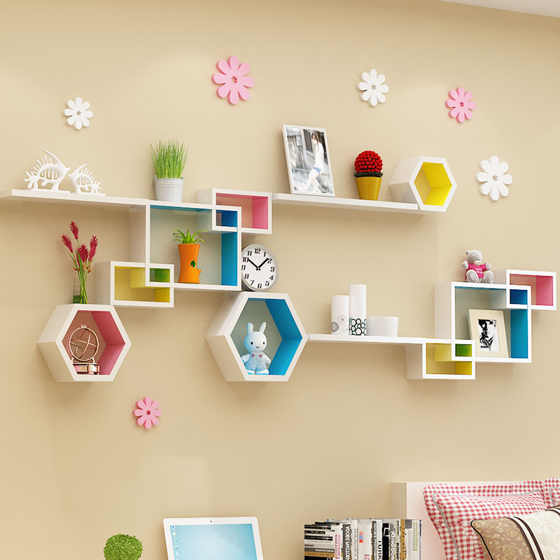 Wall shelf free wall-mounted TV background wall Wall TV Background Wall wall Wall Decoration Shelf Creative Partition Bedroom