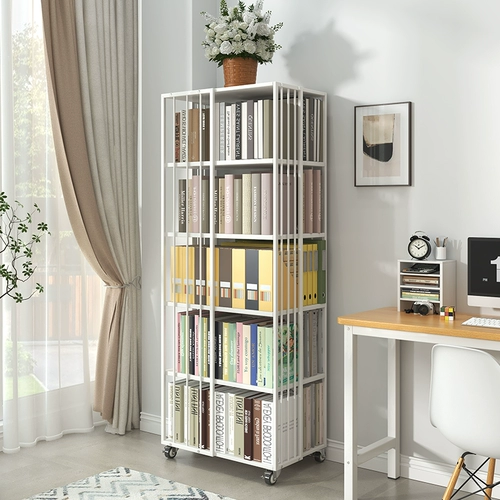Поверните книжную полку на 360 градусов, чтобы переместить колесный книжный шкаф с прикроватным кровати простая полка Гостиная