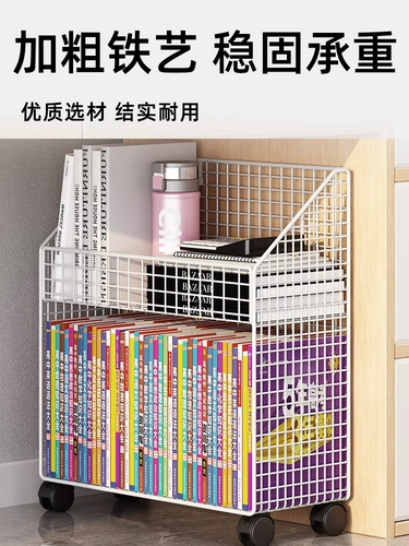 Стеллаж для хранения вещей под столом рядом со столом, небольшая напольная книжная полка на съемных колесиках, настольная тележка, книжный шкаф для хранения книг.