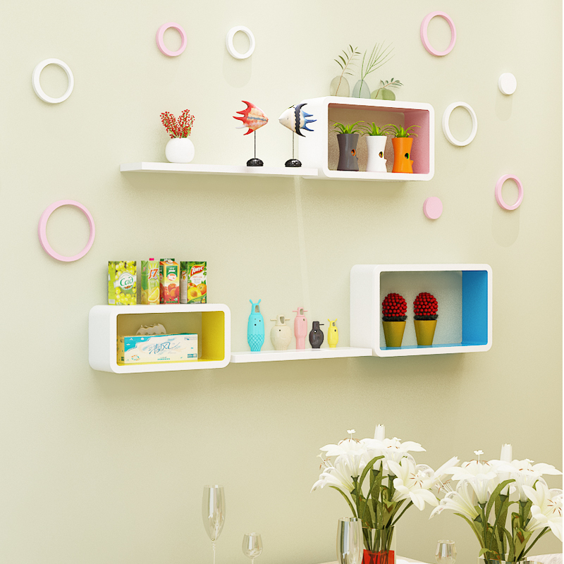 Wall-shelf-free wall-mounted wall Wall Creative Plaid TV Background Wall Decorative Shelf Living Room Wall Partition