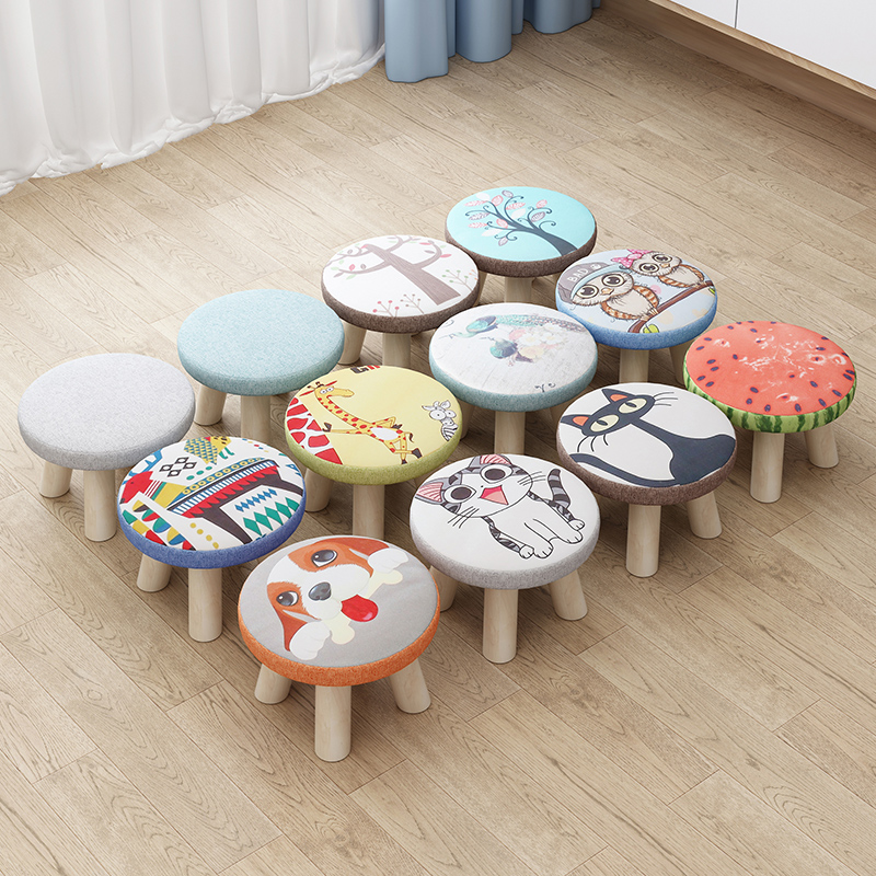 Small stool solid wood household small chair fashion shoe changing stool round stool adult sofa stool low stool creative small stool