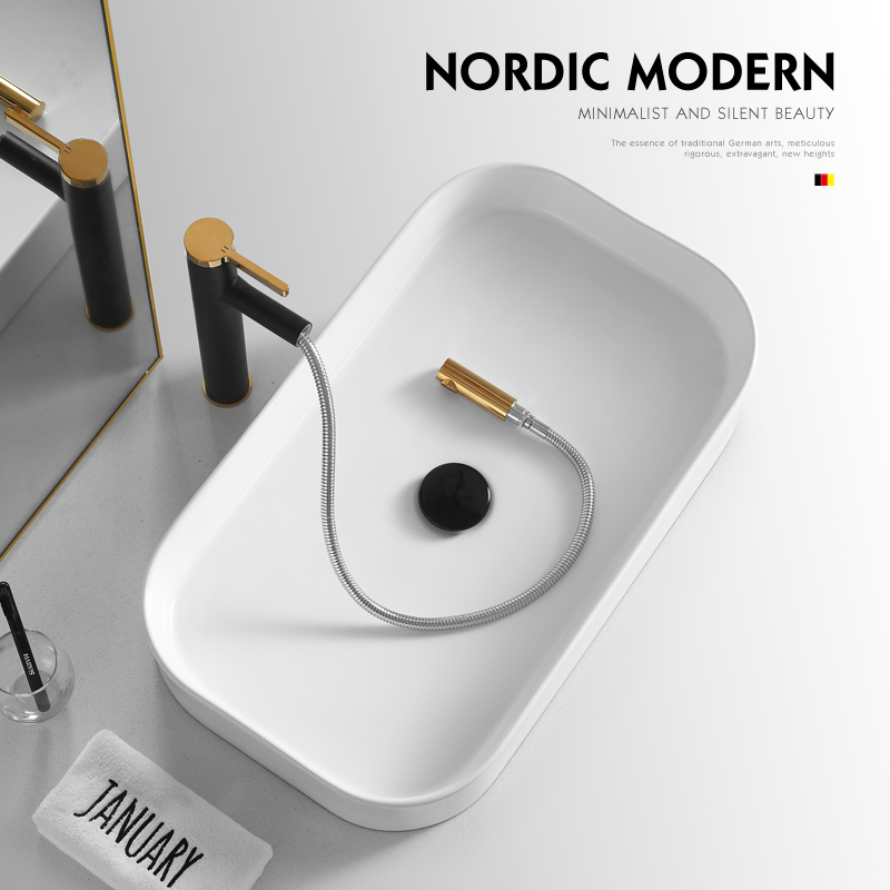 Nordic Ultrathin Art Ceramic Terrace Basin Creative Makeup Room Washbasin Square Table Wash Basin Small face basin