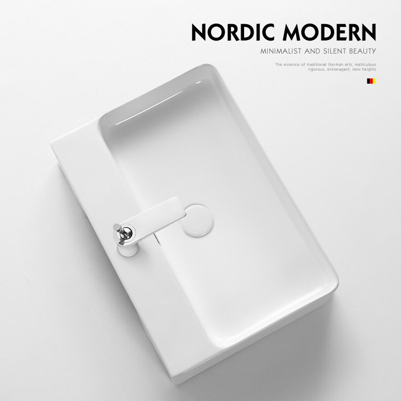 Nordic Table Ceramic Washbasin Rectangular Wash Basin Single Sink Wash up Basin Creative Arts Terrace Basin Pool