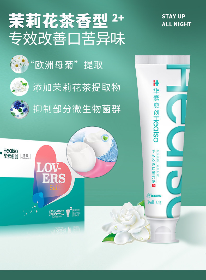 华素药企出品 华素愈创 专效改善牙龈出血+口气清新牙膏 120克*2只 图5