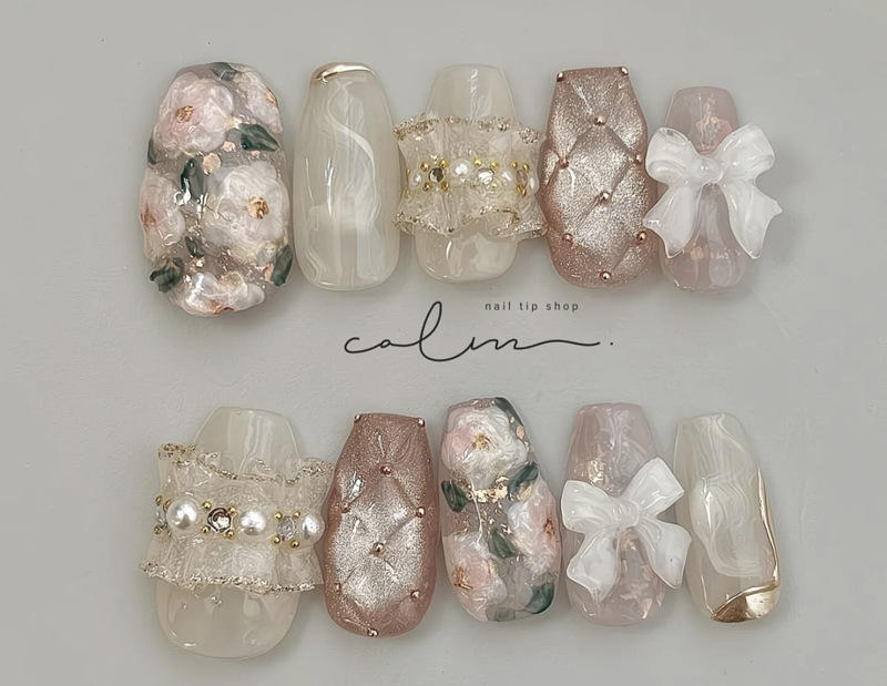 Purely Handmade Wearable Nails with Hand-Painted Three-Dimensional Diamond Grid Oil Painting, Bow Skirt, Lace Trim, and Elegant Nail Art That Enhances Complexion Purely Handmade Wearable Nails with Hand-Painted Three-Dimensional Diamond Grid Oil Painting, Bow Skirt, Lace Trim, and Elegant Nail Art That Enhances Complexion