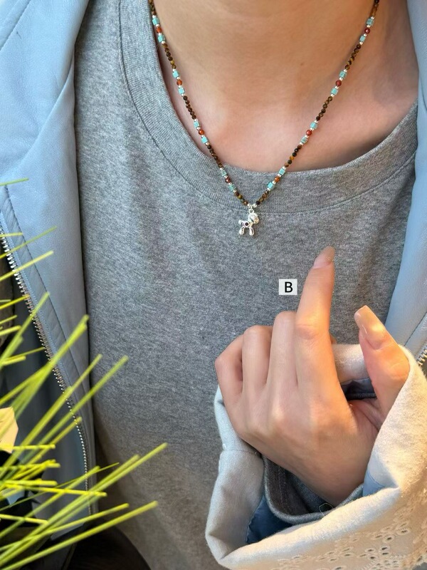 Natural Raw Stone Xiaoma Spring Niche Design Necklace S925 Sterling Silver