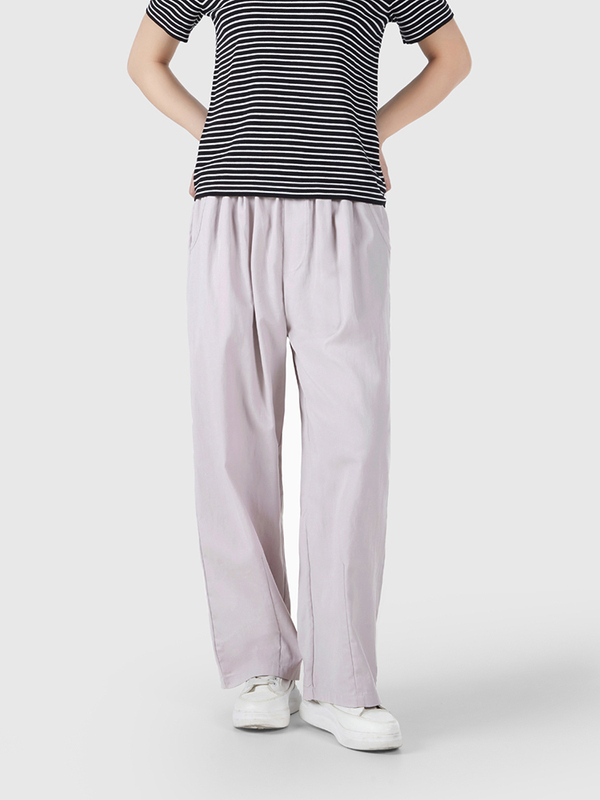 Ludao Shiwuji Abq20333 Women's Lightweight Casual Cropped Pants Loose Straight Cropped Pants Women's Trousers