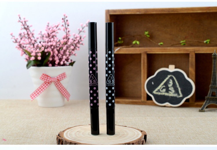 Con dấu 3GS theo chương Bút kẻ mắt Star họa tiết hình trái tim chấm chấm bút góc trang điểm đôi đầu GS67 - Bút kẻ mắt bút kẻ mắt suake